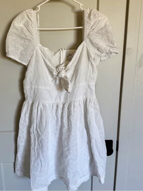 Bar III White Eyelet Dress with Tie Detail